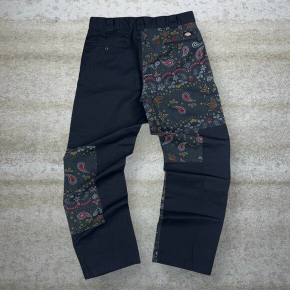 Dickies Khakis Pants Reworked Patchwork Cotton Regular Straight Leg Flat Front - Picture 1 of 4